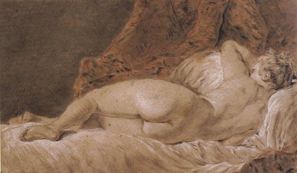 Francois Boucher Reclining female Nude seen from behind oil painting picture